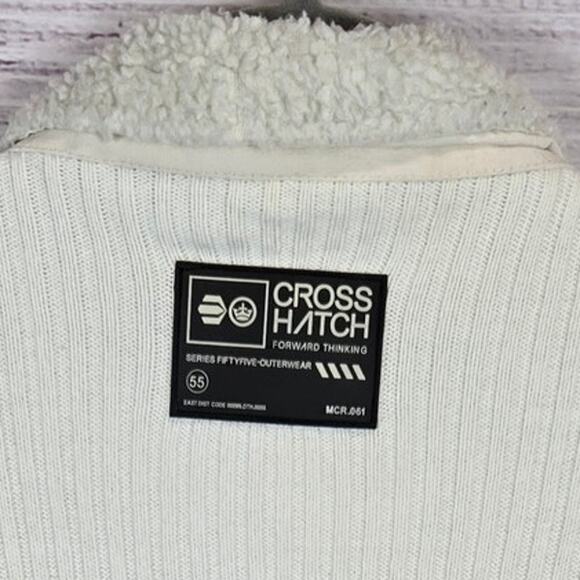Cross Hatch Series 55 Chunky Knit Sweater Jacket Sz M Sherpa Line Thermal Ivory - Picture 7 of 16